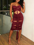 Ruched Cutout Tube Dress