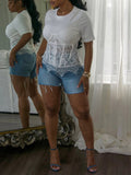 Lace-Combo Lace-Up Tee