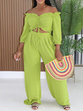 Off-Shoulder Ruched Top & Pants Set