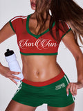 Contrast Crop Top & Shorts Set