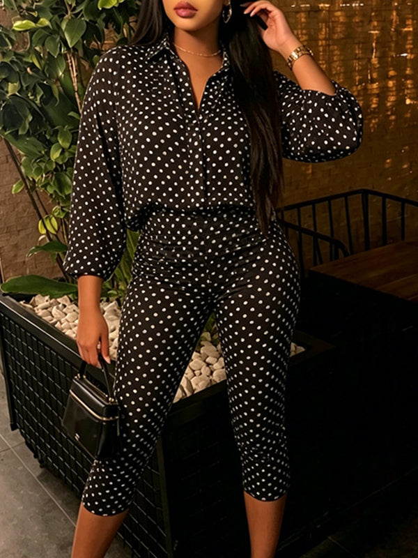Dot Shirt & Capri Pants Set