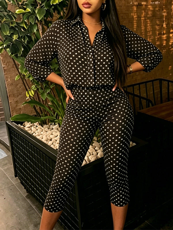 Dot Shirt & Capri Pants Set