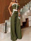 Stripe Tube Top & Wide-Leg Pants Set