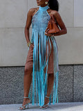 Fringe Mesh Halter Top