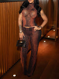 Printed Sheer Tank Top & Pants Set