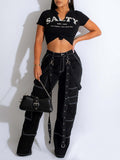 Topstitching Cargo Jeans