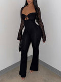 Lace Cutout Tied Jumpsuit