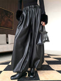 Faux-Leather Wide-Leg Pants