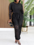Lace-Combo Top & Pants Set