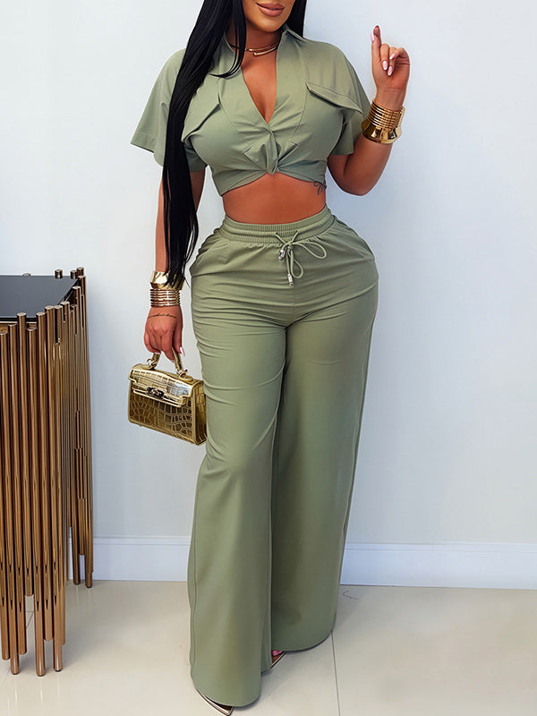 Solid Cargo Shirt & Pants Set