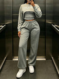 Letter-Print 3PC Pants Set