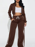 Side-Stripe Jacket & Wide-Leg Pants Set