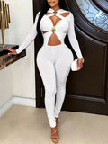 Solid Cross Cutout Jumpsuit