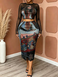 Printed Sheer Top & Skirt Set