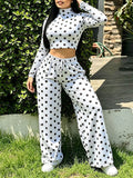 Dot Side-Stripe Top & Pants Set