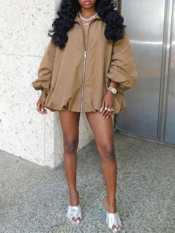 Effortless Zip-Up Parachute Dress
