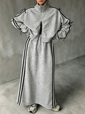 Side-Stripe Zip-Front Jacket & Skirt Set