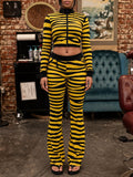 Printed Zip-Front Jacket & Pant Set