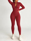 Zip-Front Ribbed Jumpsuit
