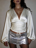V-Neck Lace-Up Shirt