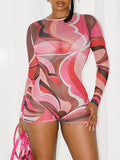 Printed Sheer Romper
