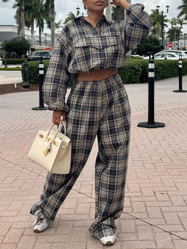 Plaid Shirt & Pants Set