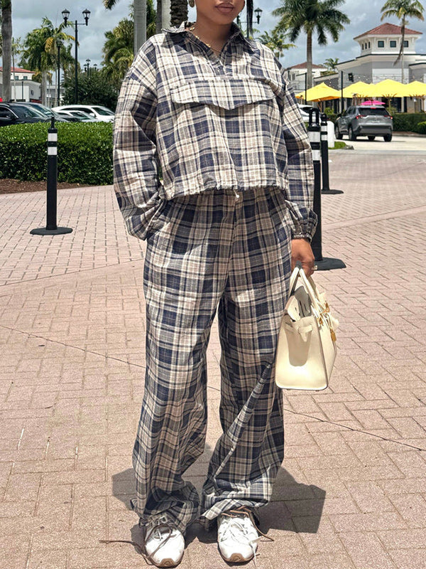 Plaid Shirt & Pants Set