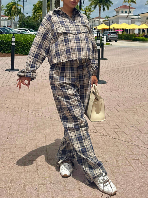 Plaid Shirt & Pants Set