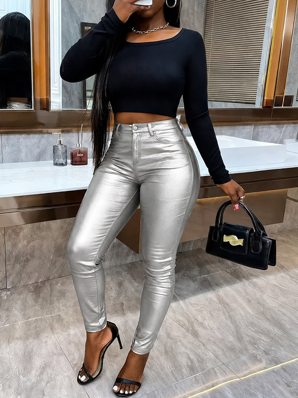 Metallic Skinny Pants