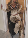 Leopard Zip-Front Hoodie & Pants Set