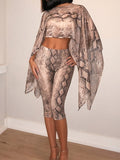 Snake-Print Crop Top & Capri Pants Set