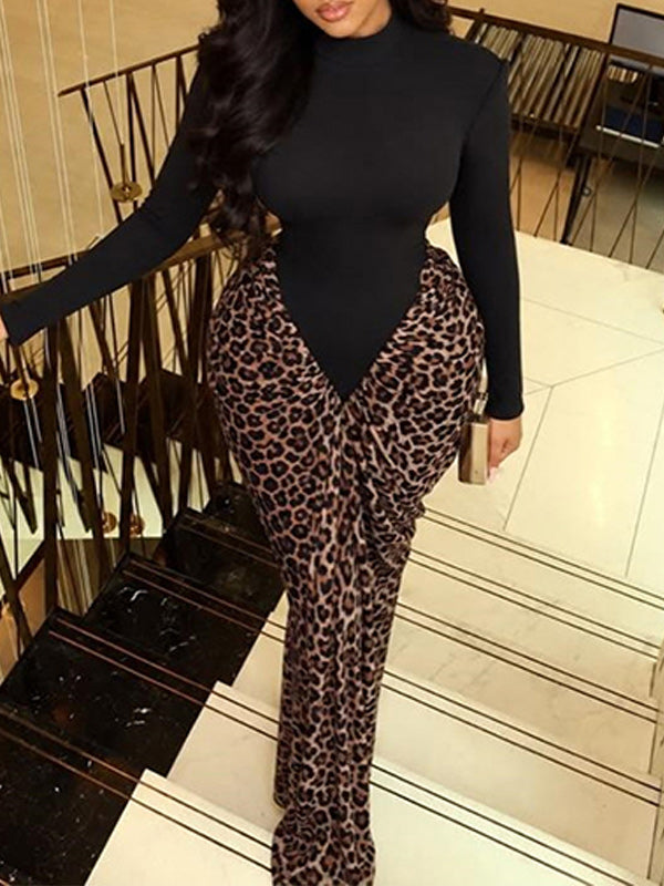 Leopard Combo Maxi Dress