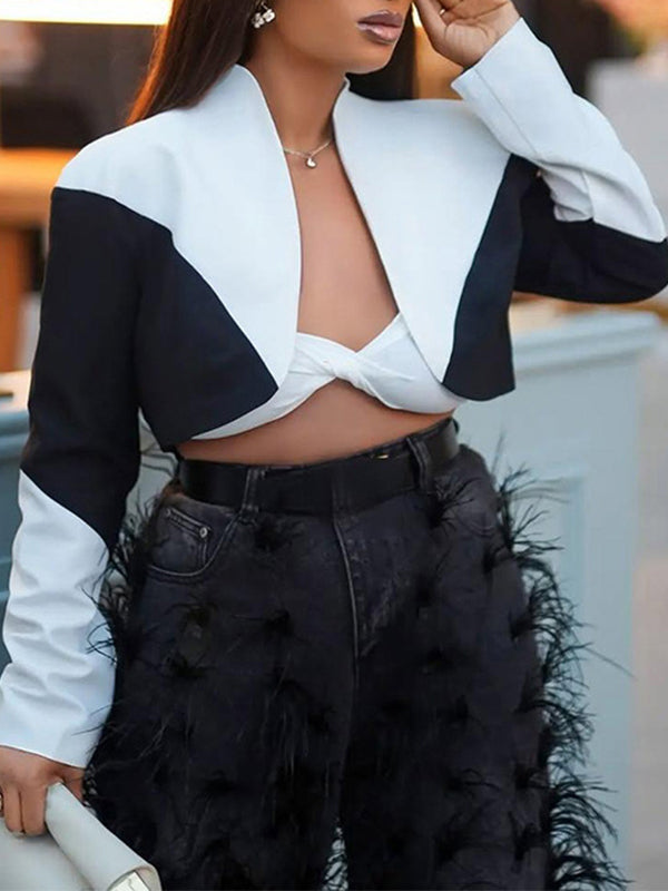Two-Tone Faux-Leather Jacket