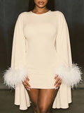 Feather Combo Bodycon Dress