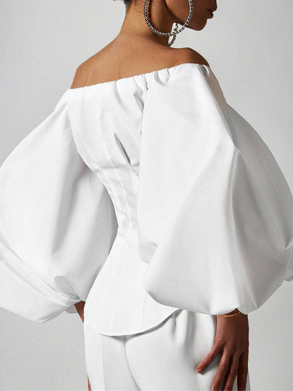 Off-Shoulder Puff-Sleeve Blouse