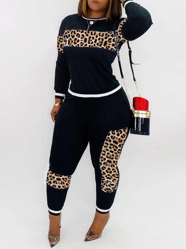 Print Combo Sweatshirt & Jogger Set--Clearance Black S