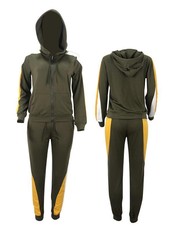 Colorblock Zip-Front Hoodie & Pants Set--Clearance