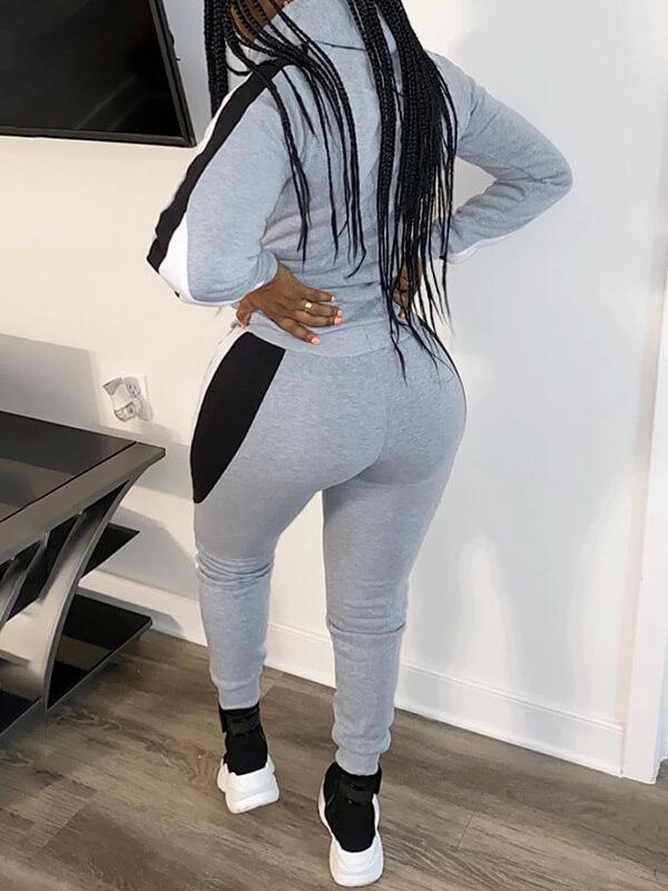 Colorblock Zip-Front Hoodie & Pants Set--Clearance