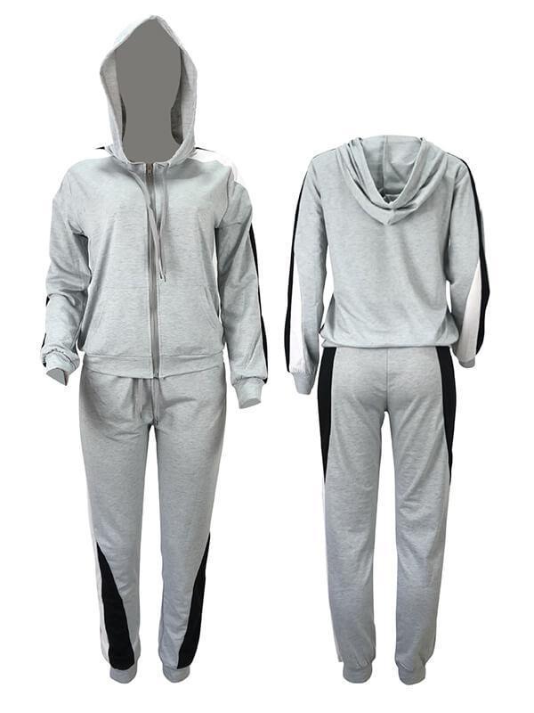 Colorblock Zip-Front Hoodie & Pants Set--Clearance