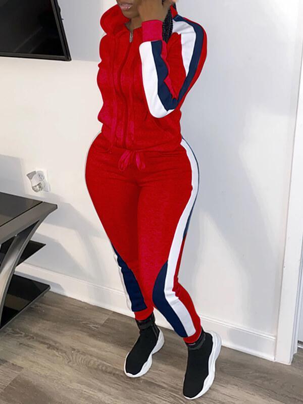 Colorblock Zip-Front Hoodie & Pants Set--Clearance