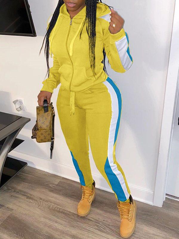 Colorblock Zip-Front Hoodie & Pants Set--Clearance
