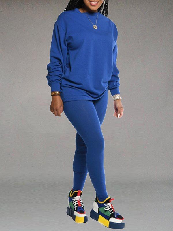 Solid Sweatshirt & Leggings Set--Clearance Blue