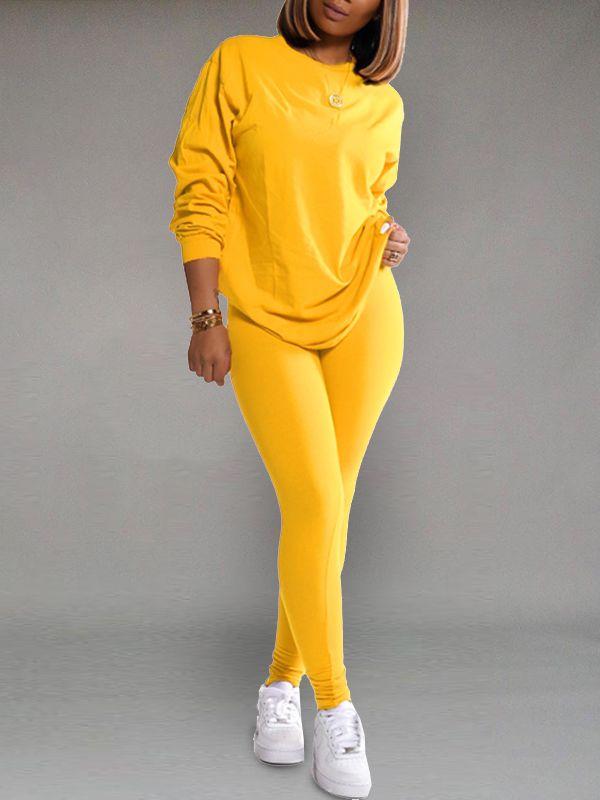 Solid Sweatshirt & Leggings Set--Clearance Yellow