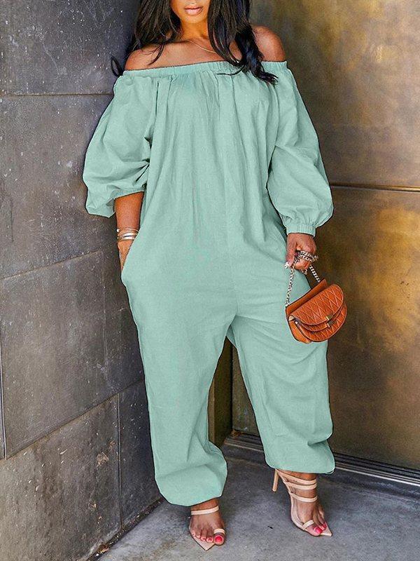 Off Shoulder Heram Jumpsuit Mint