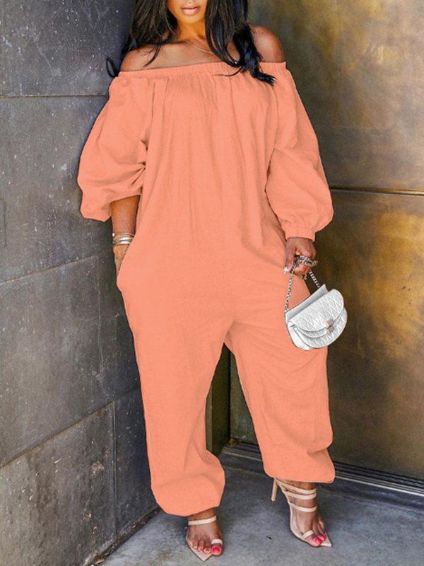 Off Shoulder Heram Jumpsuit Orange
