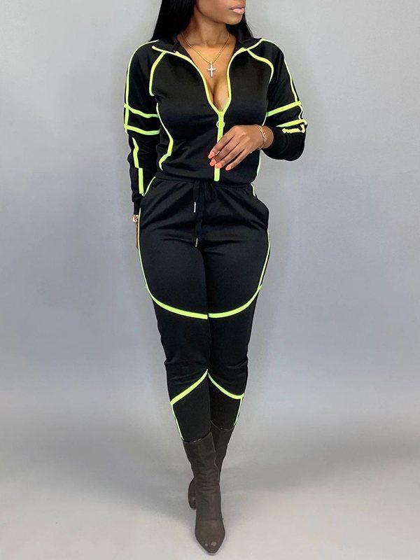 Stripe Contrast Motor Set Black