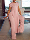 Solid Slit Tunic & Pants Set Pink