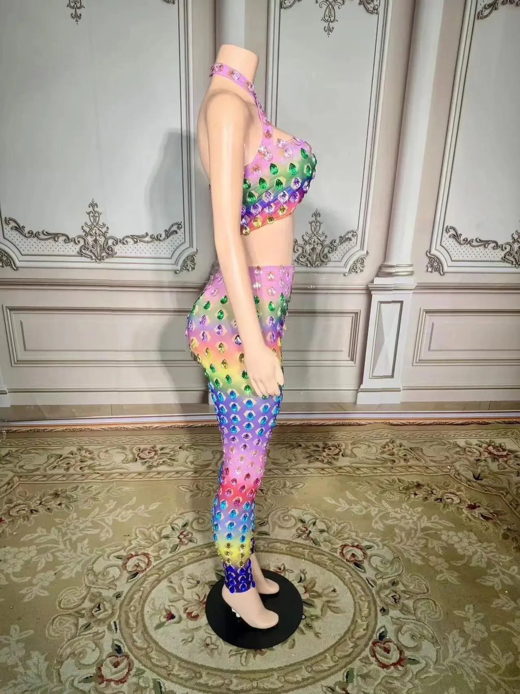 Garci Diamond Mesh Pants Set