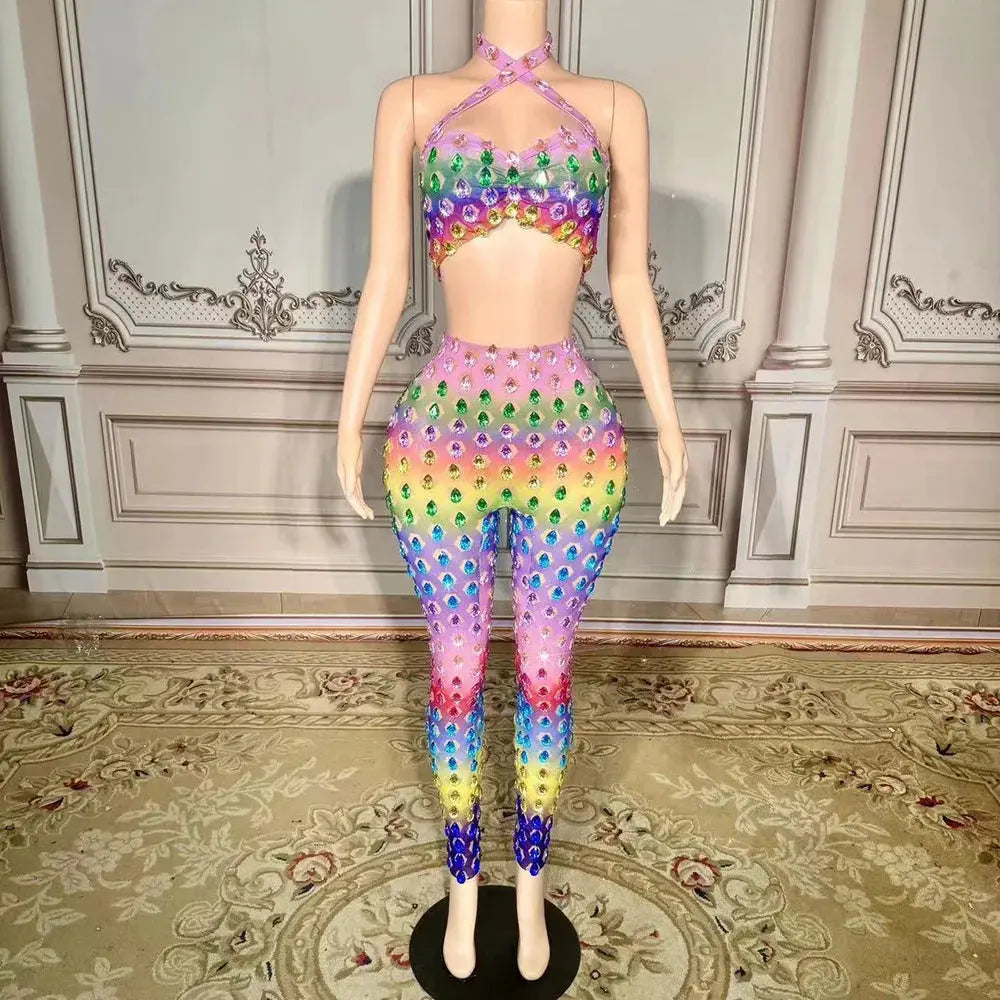Garci Diamond Mesh Pants Set