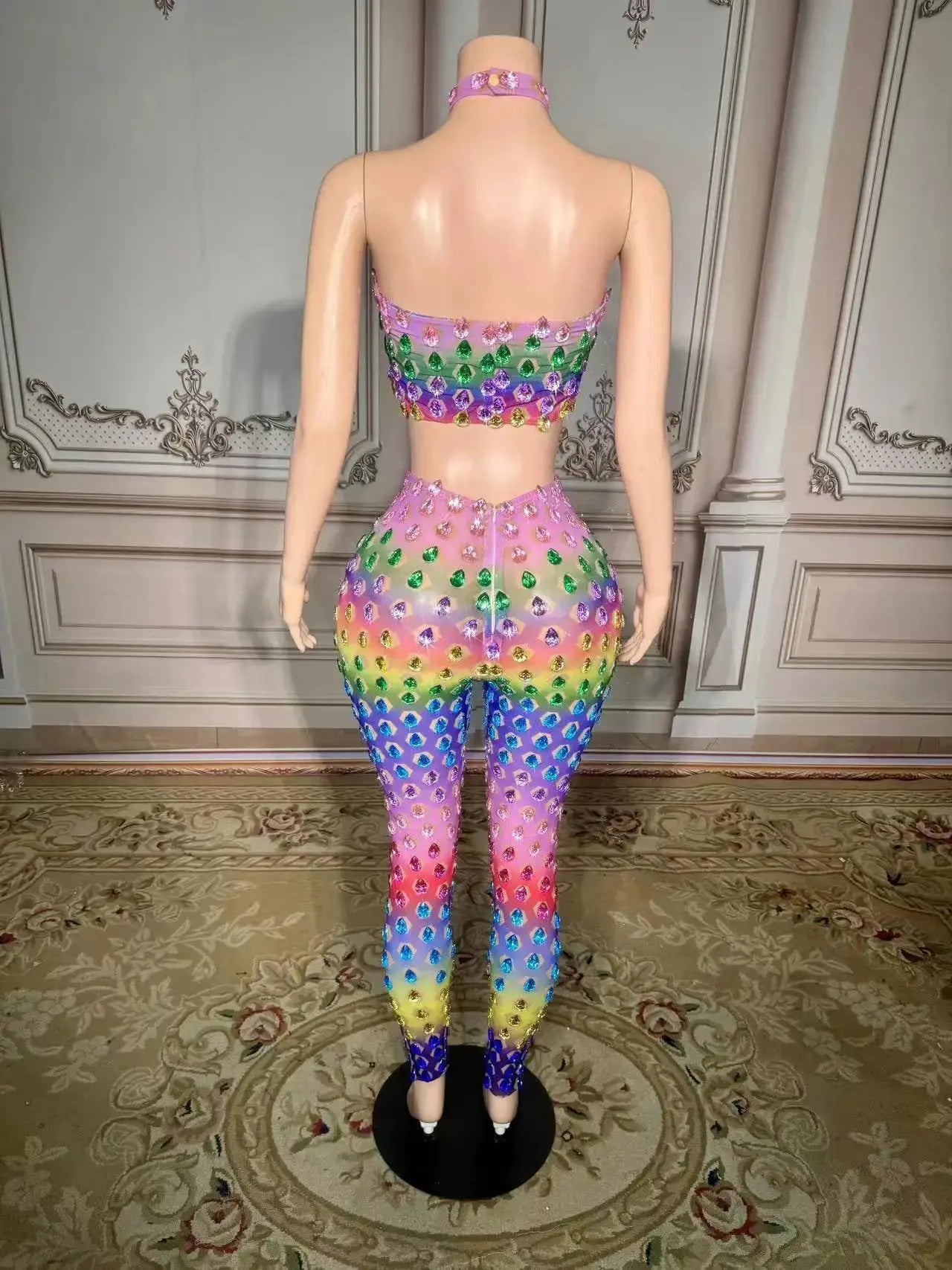 Garci Diamond Mesh Pants Set